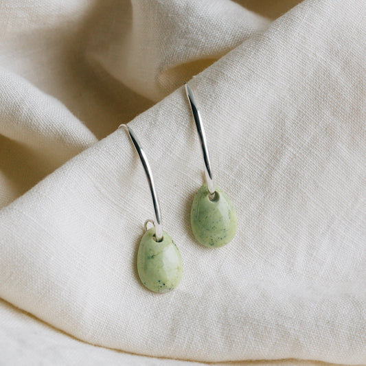 Earrings pull thru serpentine/strlg 2L silver/grn