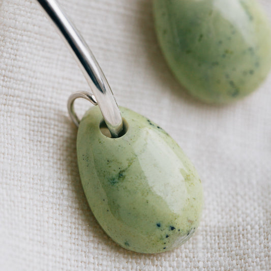 Earrings pull thru serpentine/strlg 2L silver/grn