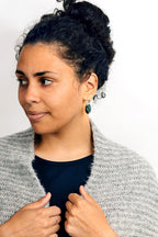 Earrings oval resin/alpaca 1.5L navy/green