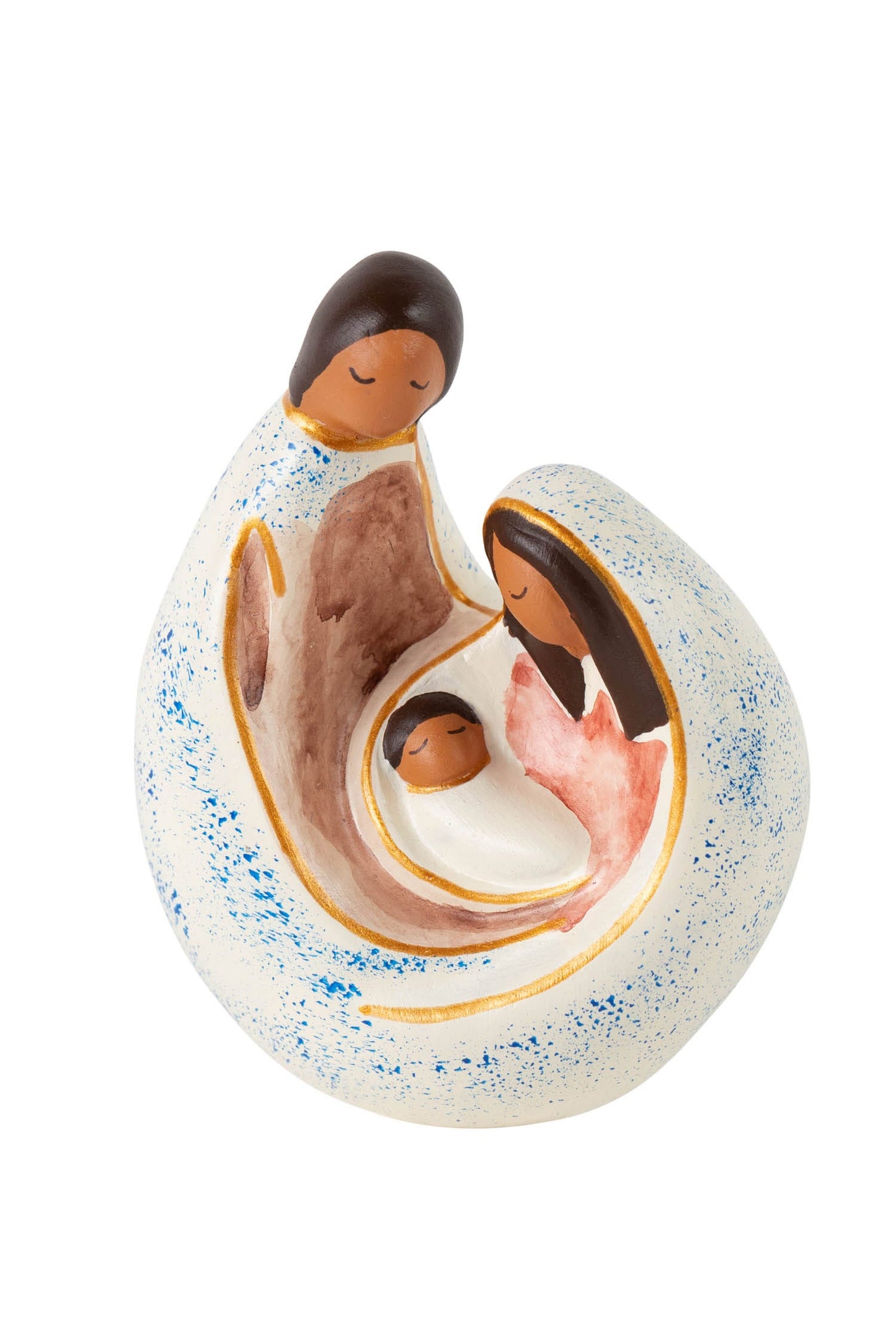 Nativity holy family arrival cer 3.5H tan/blu/brn