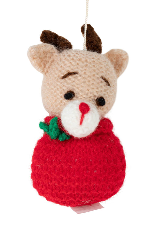 Ornament cozy reindeer/bowl M/3 yarn 4H red/tan