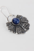 Earrings floral fan sodalite/strlg 1.5L silv/navy