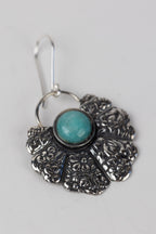 Earrings floral fan amazonite/strlg 1.5L silv/aqua