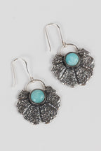 Earrings floral fan amazonite/strlg 1.5L silv/aqua