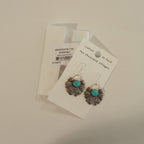 Earrings floral fan amazonite/strlg 1.5L silv/aqua