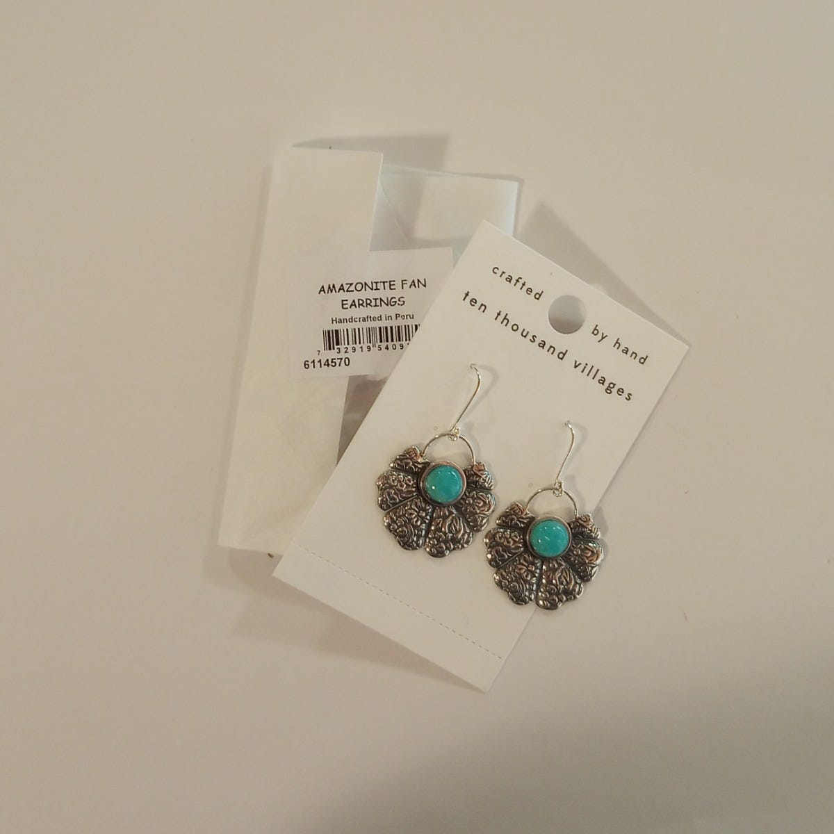 Earrings floral fan amazonite/strlg 1.5L silv/aqua