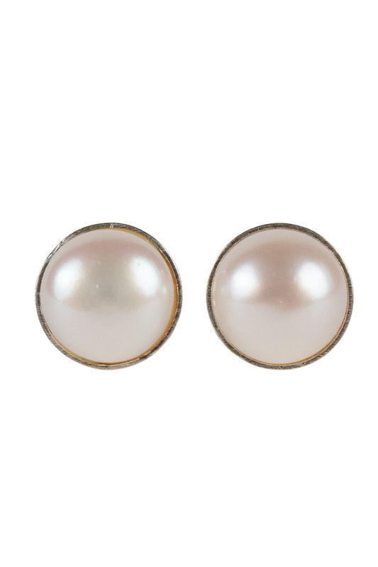 Earrings stud freshwater pearl/strlg .3D crm/silv