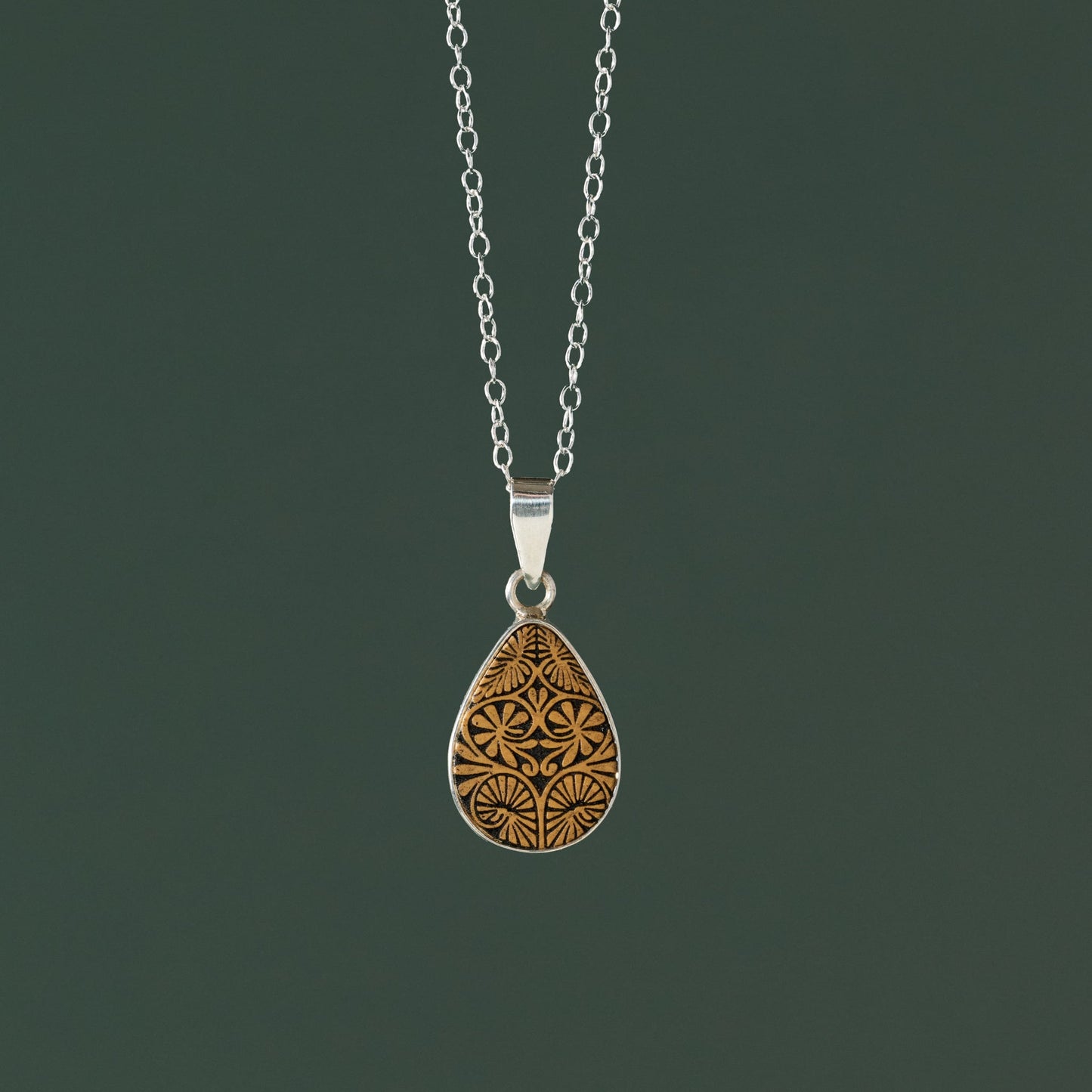 Carved Gourd Teardrop Pendant Necklace - Ten Thousand Villages