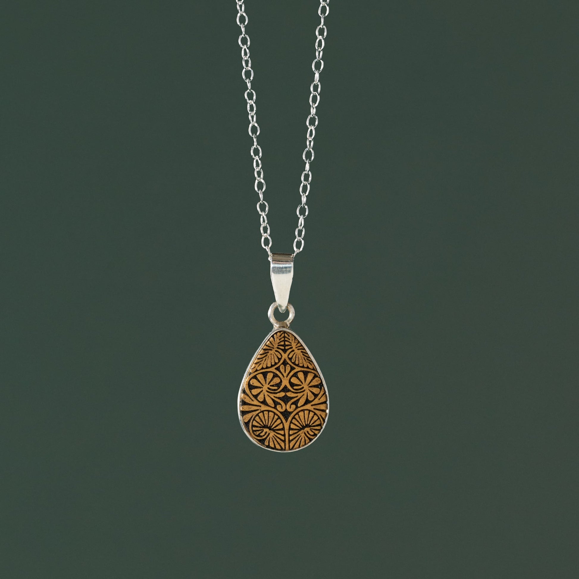 Carved Gourd Teardrop Pendant Necklace - Ten Thousand Villages