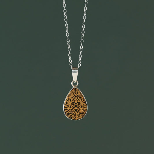 Carved Gourd Teardrop Pendant Necklace - Ten Thousand Villages