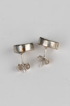 Earrings post peace acrylic/mtl .3D silv/multi