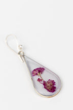 Earrings rain drop dried flower/resin 2L prpl/wht