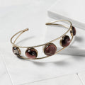 Bracelet cuff 5 beads glass/alpaca .75W prpl/silv