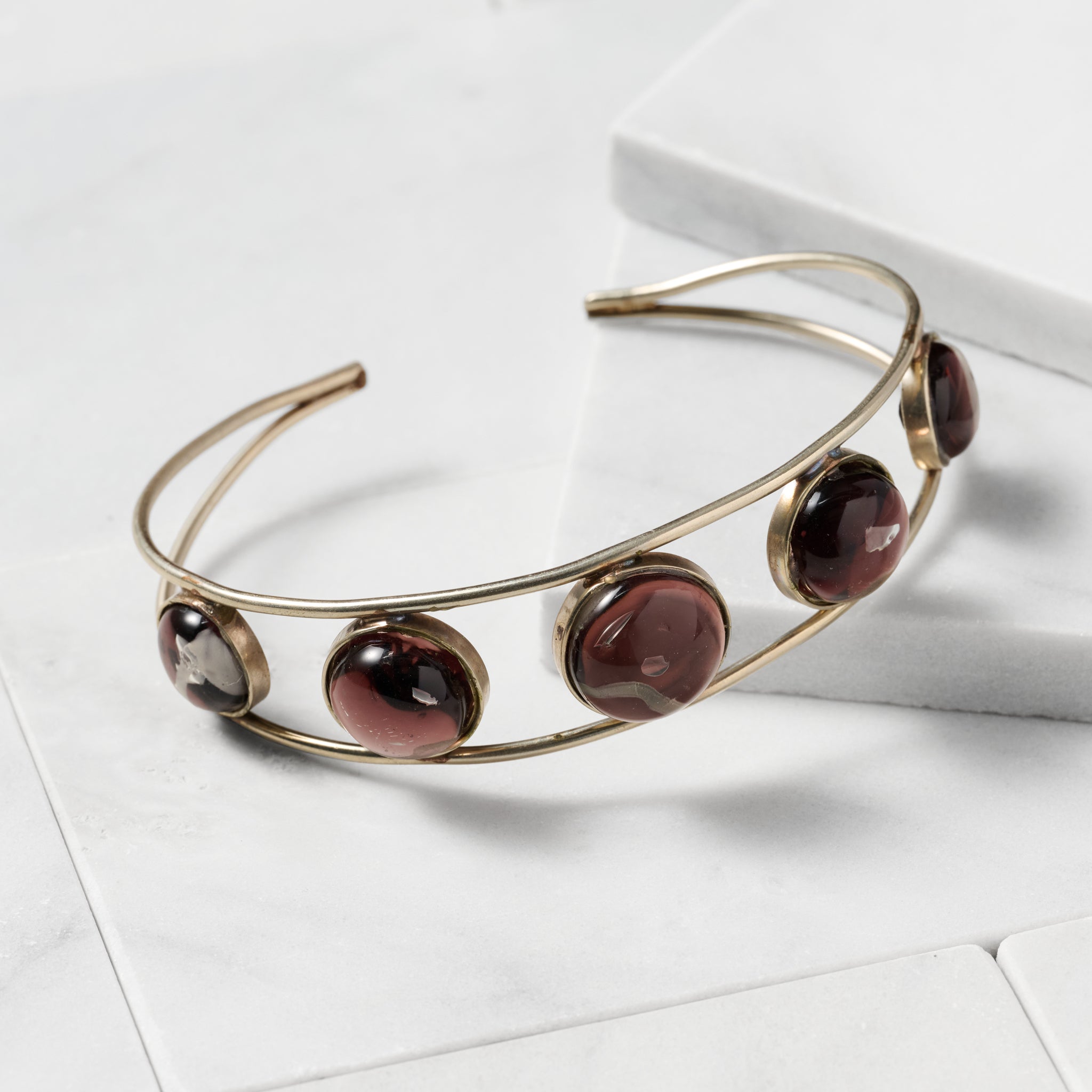 Bracelet cuff 5 beads glass/alpaca .75W prpl/silv