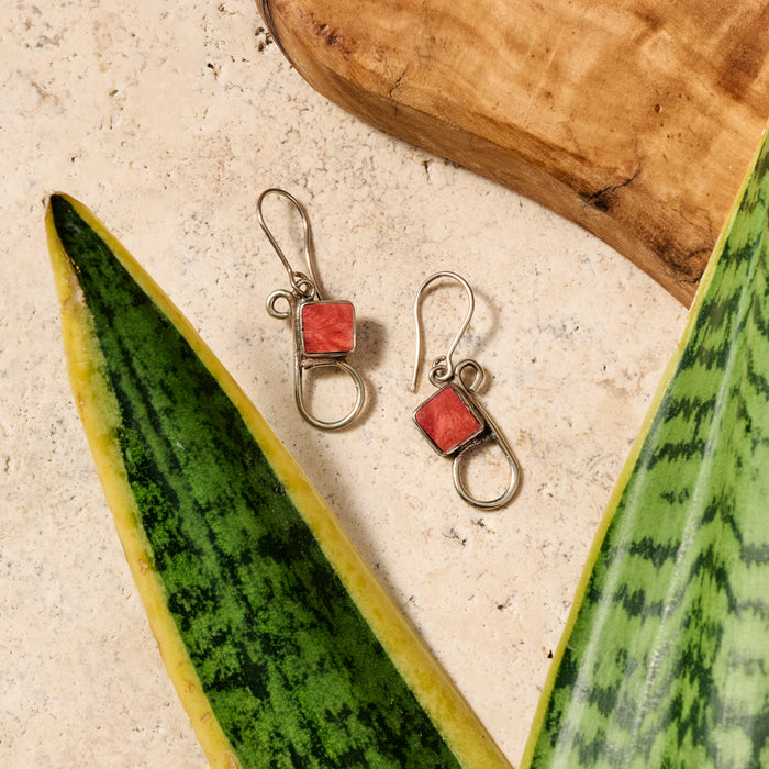 "Chala" Red  Spondylus Shell Earrings