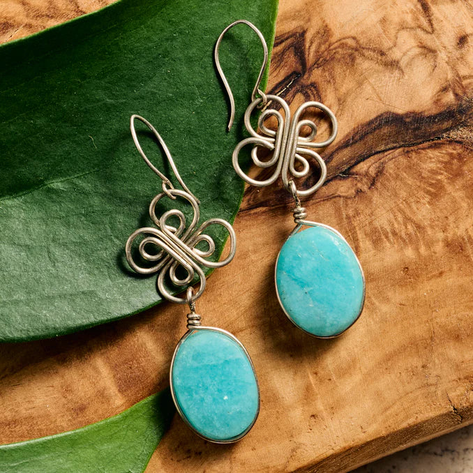 "Trebol" Amazonite Dangle Earrings