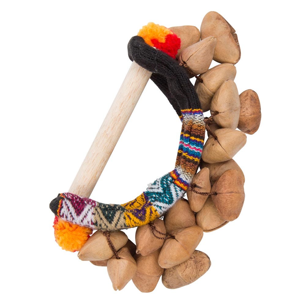 Rattle seed pods/wood 4.5W brown/multi