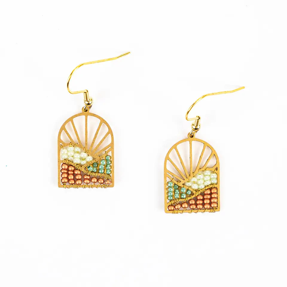 Earrings, Sunrise Brass and Bead