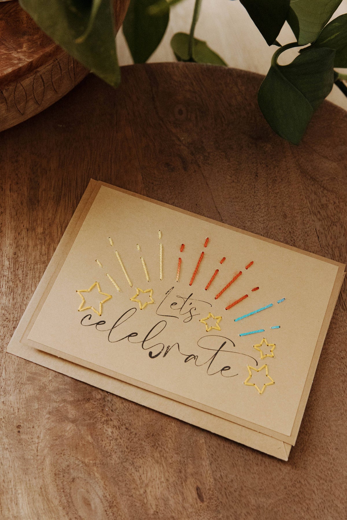 Let's Celebrate Hand Stitched Greeting Card