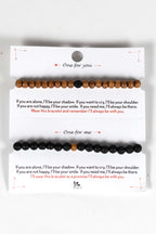 Bracelets to share s/2 w/card lava stn/wd blk/brn