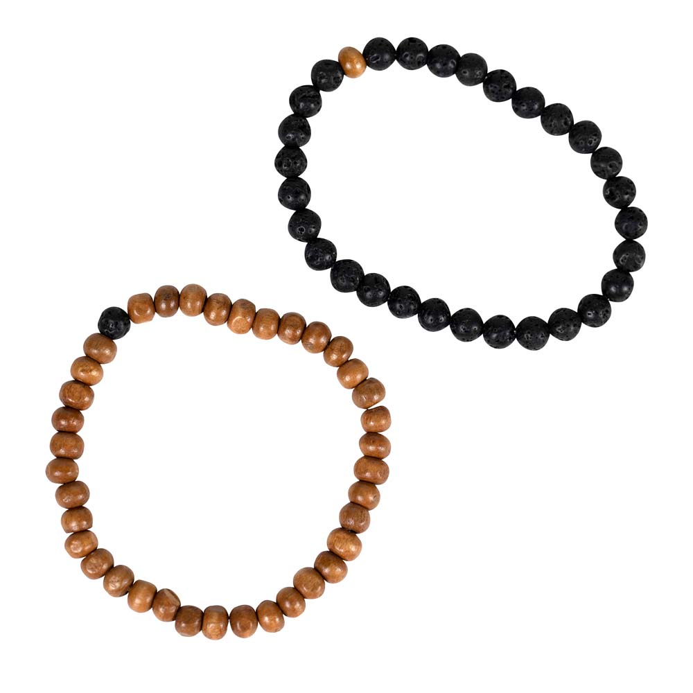 Bracelets to share s/2 w/card lava stn/wd blk/brn