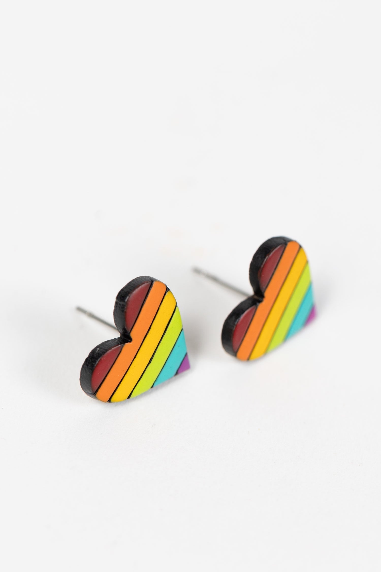 Earrings post rainbow heart gourd .5D multi
