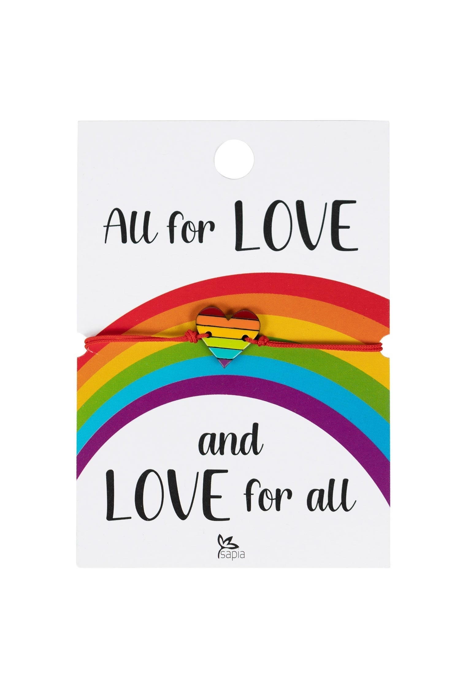 Bracelet rainbow heart w/card gourd .5D multi