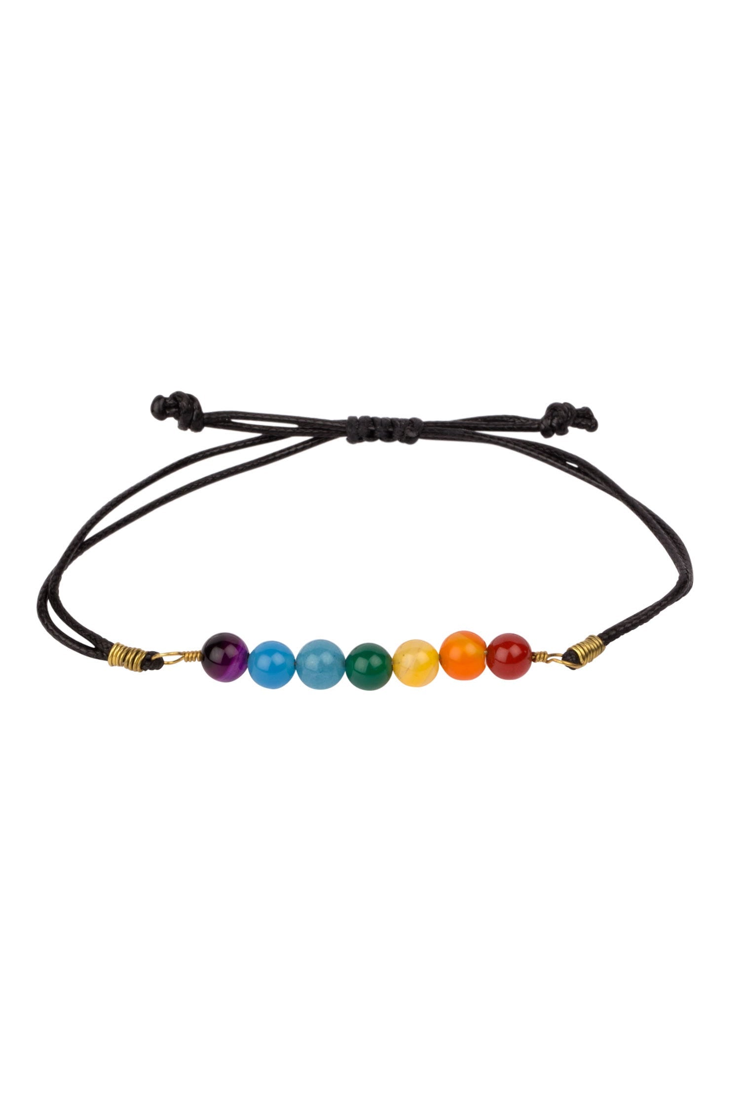 Bracelet 7 Vibes 7 stones/cord black/multi