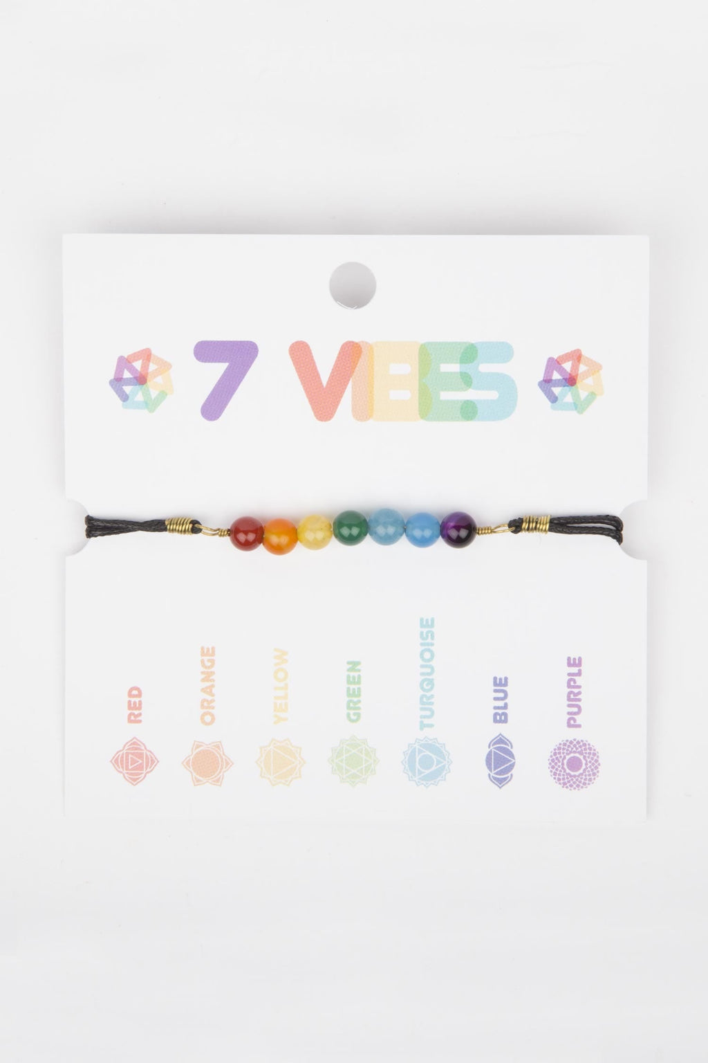 Bracelet 7 Vibes 7 stones/cord black/multi