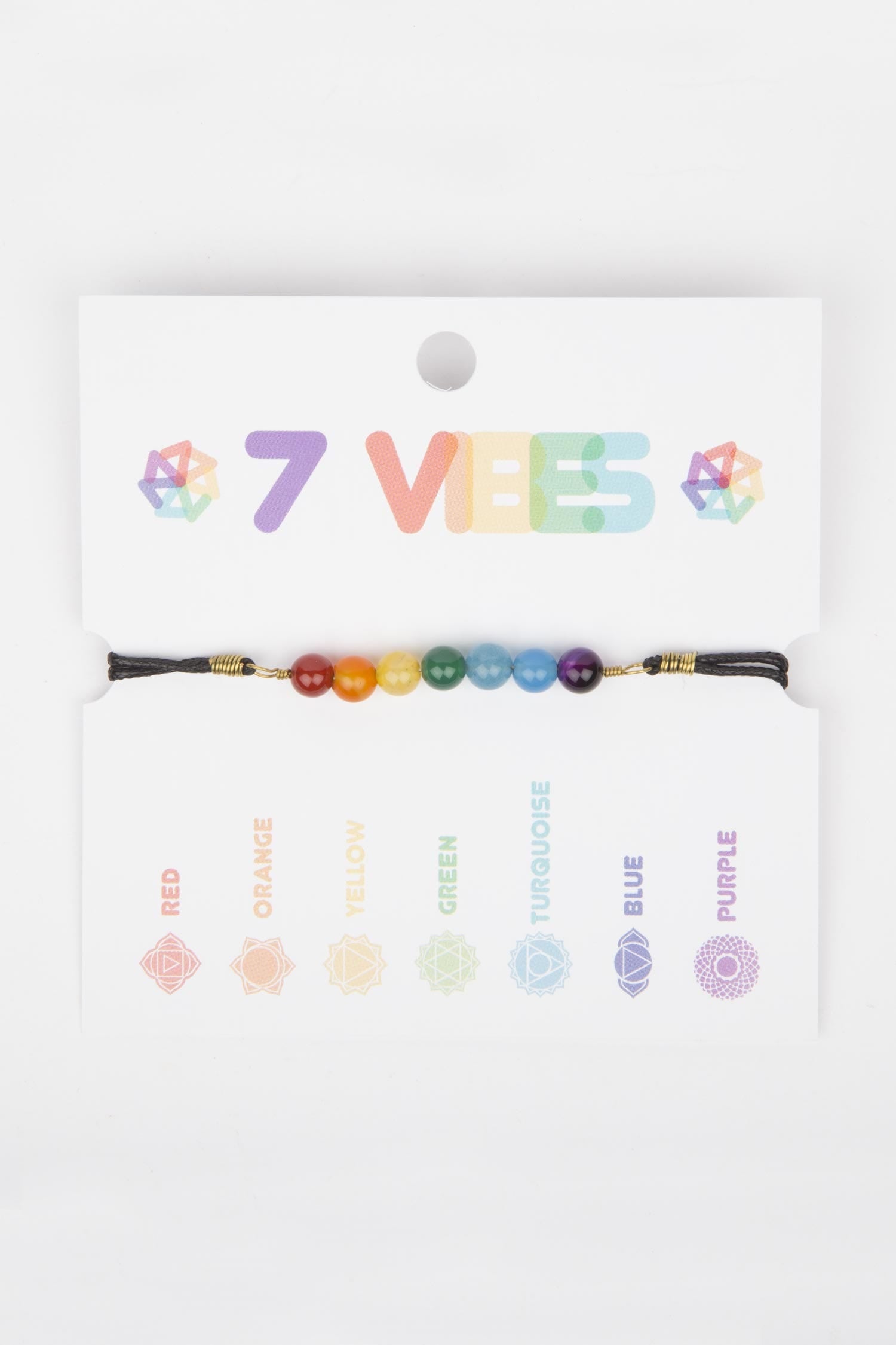 Bracelet 7 Vibes 7 stones/cord black/multi