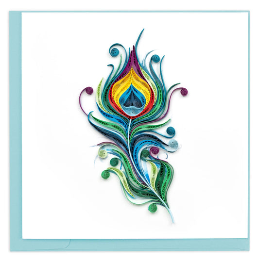 Quilled Greeting Card, "Peacock Feather"
