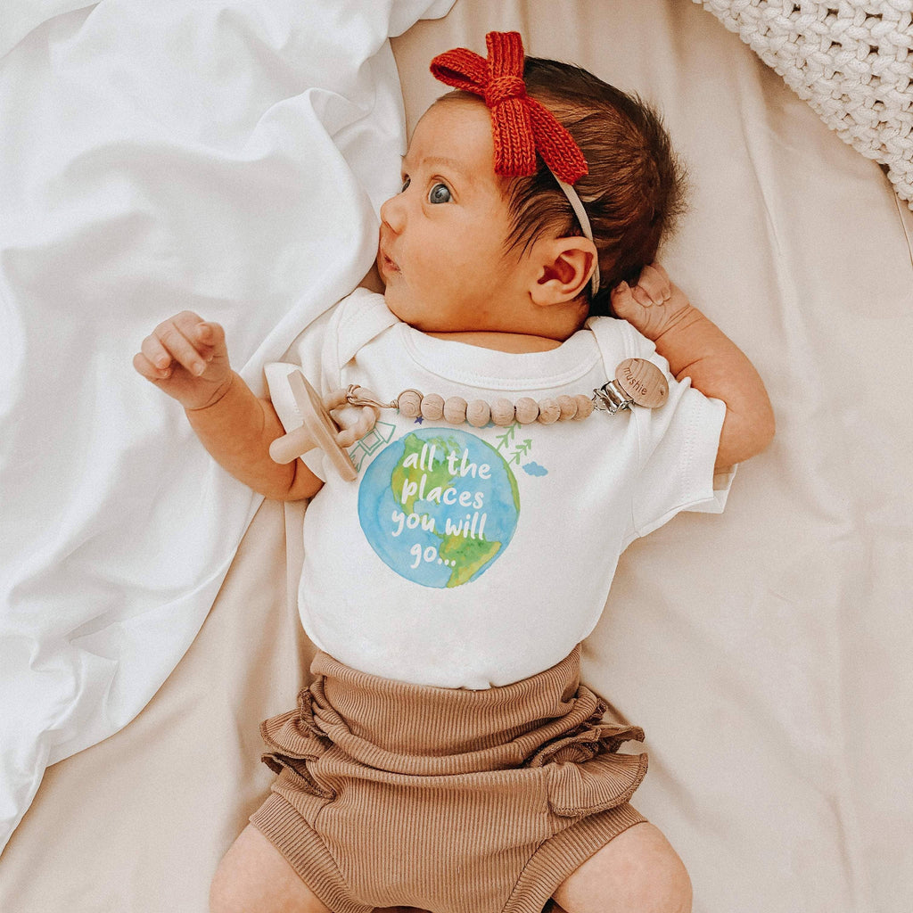 Organic Graphic Bodysuit, "All The Places You Will Go"