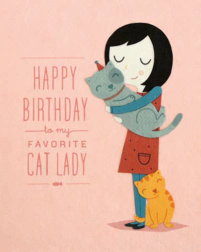 Recycled Paper Cards, "Cat Lady Birthday"