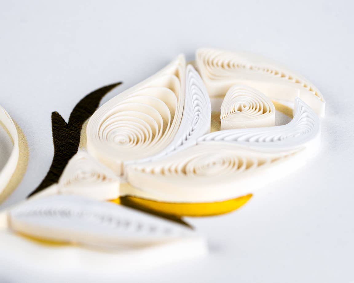 Quilled Greeting Card, "White Rose Wedding"