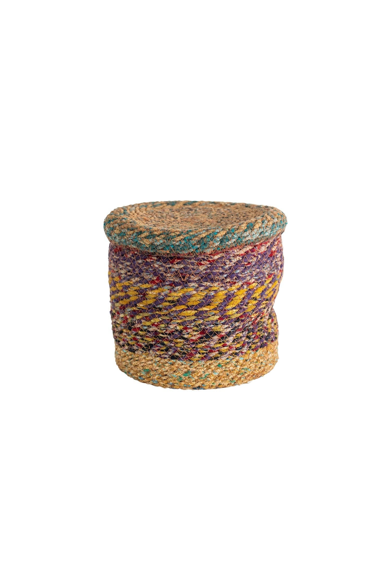 Basket lidded machine stitched sari 8Dx8H asst