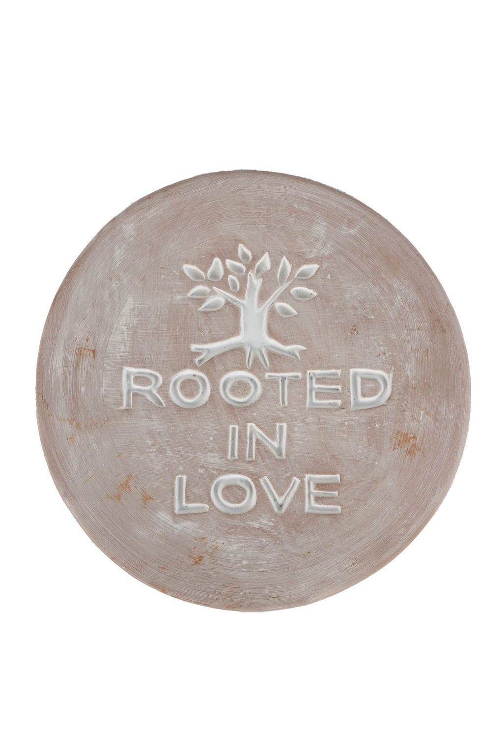Garden plaque Rooted in Love t-cotta 8.5D whtwash