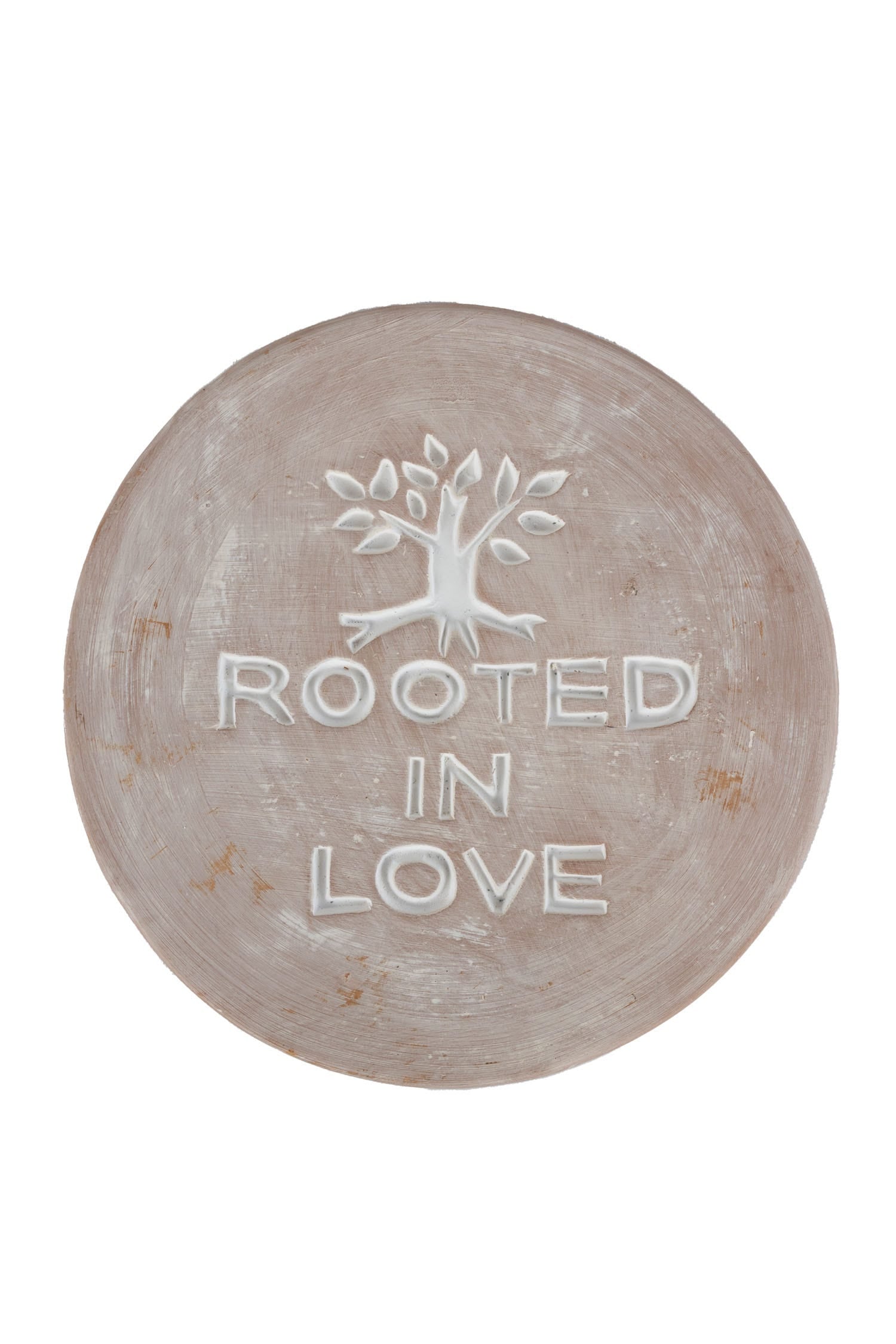 Garden plaque Rooted in Love t-cotta 8.5D whtwash