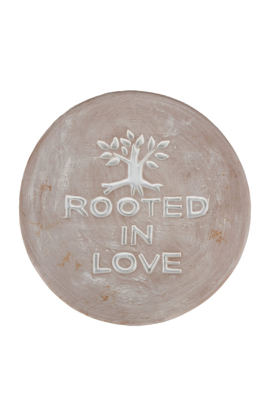 Garden plaque Rooted in Love t-cotta 8.5D whtwash