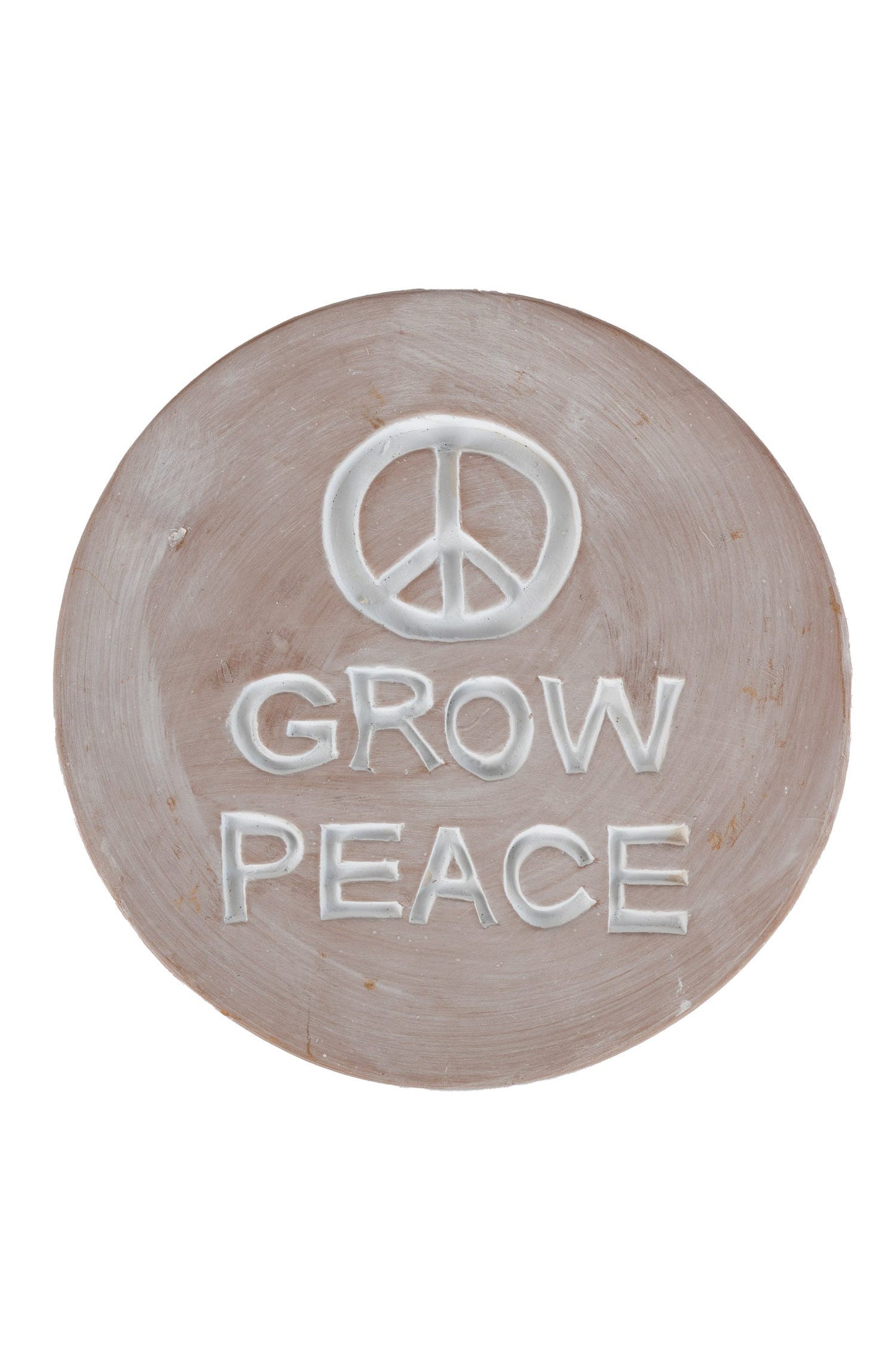 Garden plaque Grow Peace t-cotta 8.5D whitewash