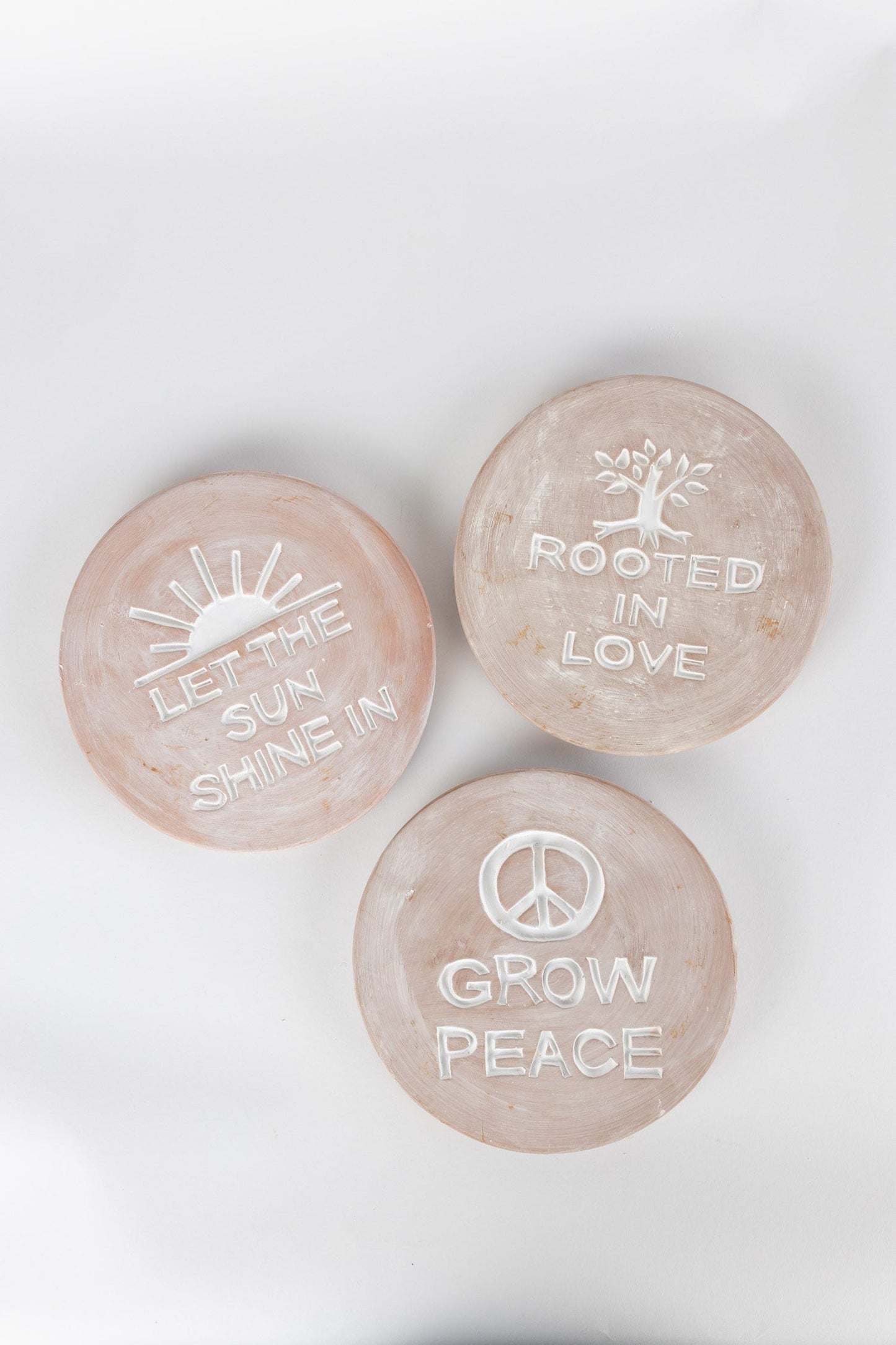 Garden plaque Grow Peace t-cotta 8.5D whitewash