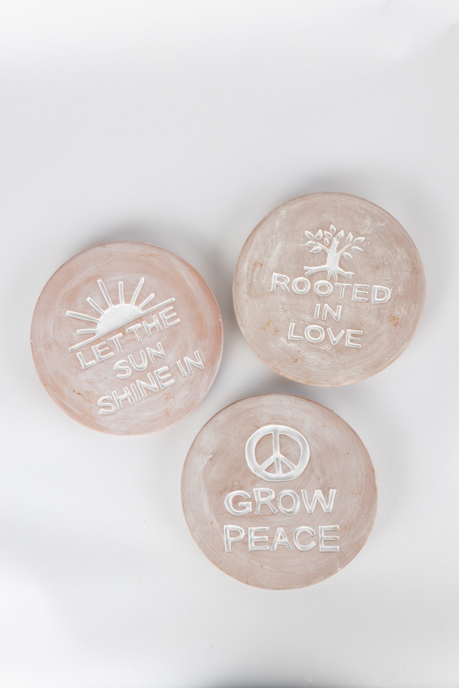Garden plaque Grow Peace t-cotta 8.5D whitewash