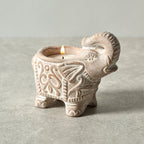 Candleholder elephant M/2 t-cotta 4Lx3.5H whtwash
