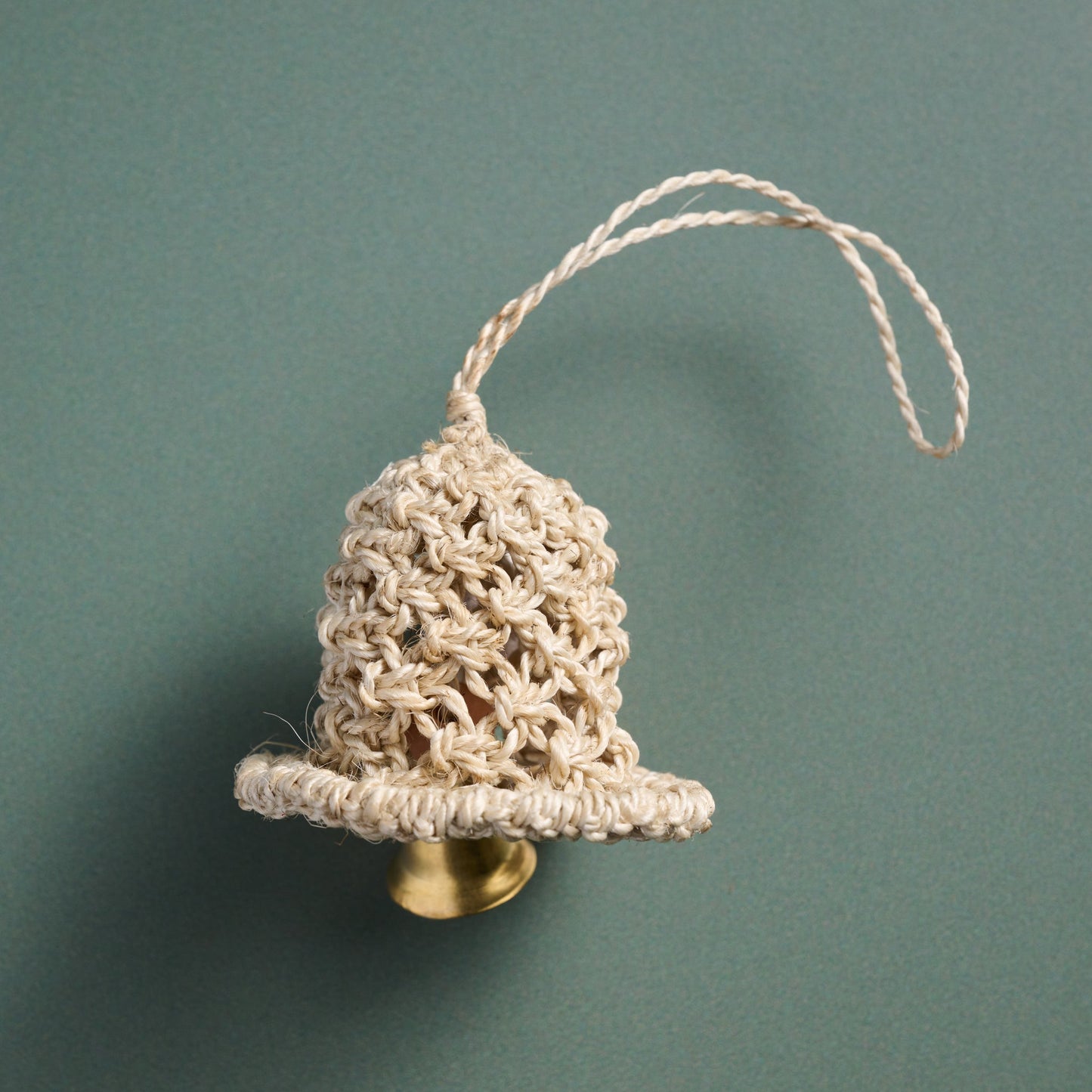 Ornament bell macrame M/3 jute/mtl 2Dx2H nat