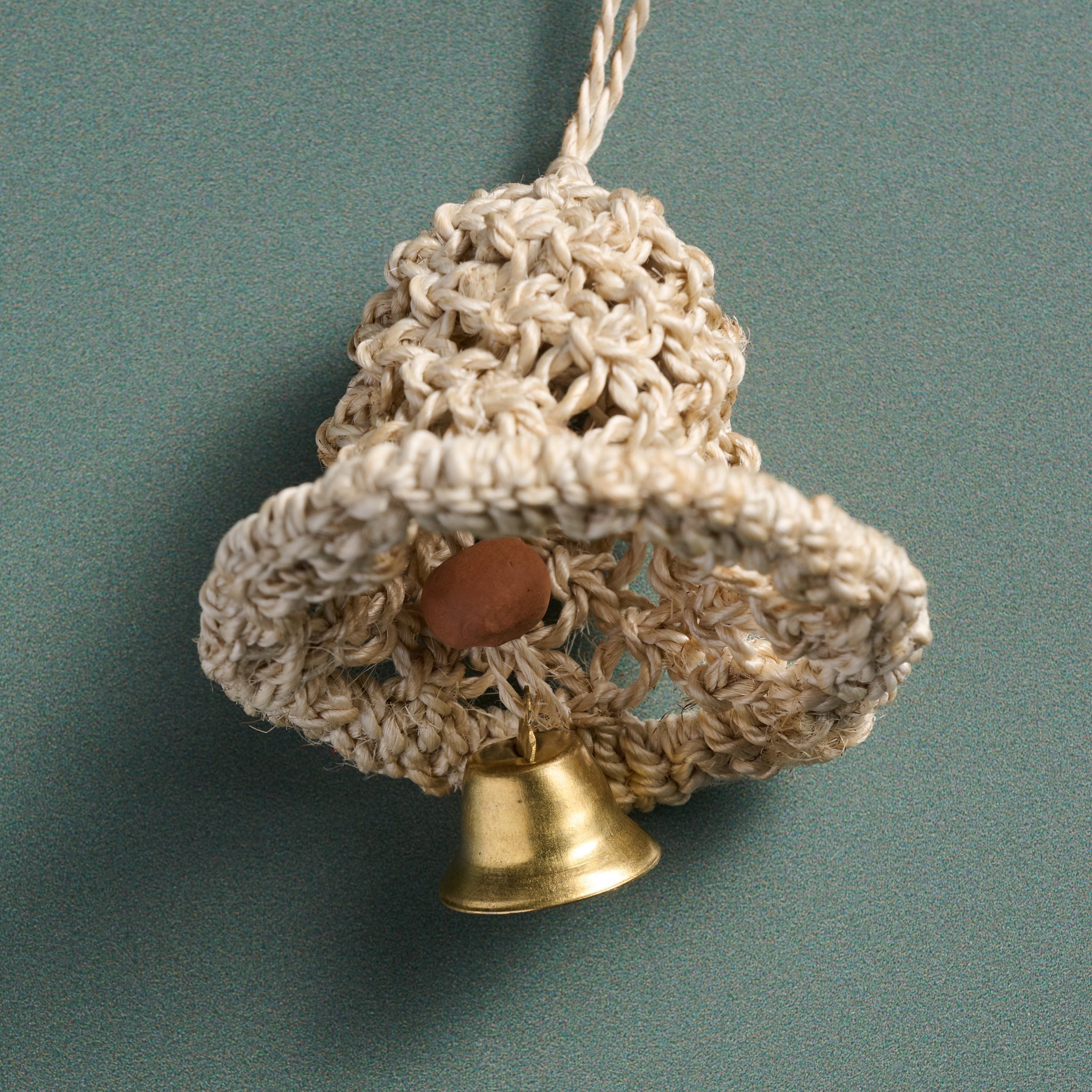 Ornament bell macrame M/3 jute/mtl 2Dx2H nat