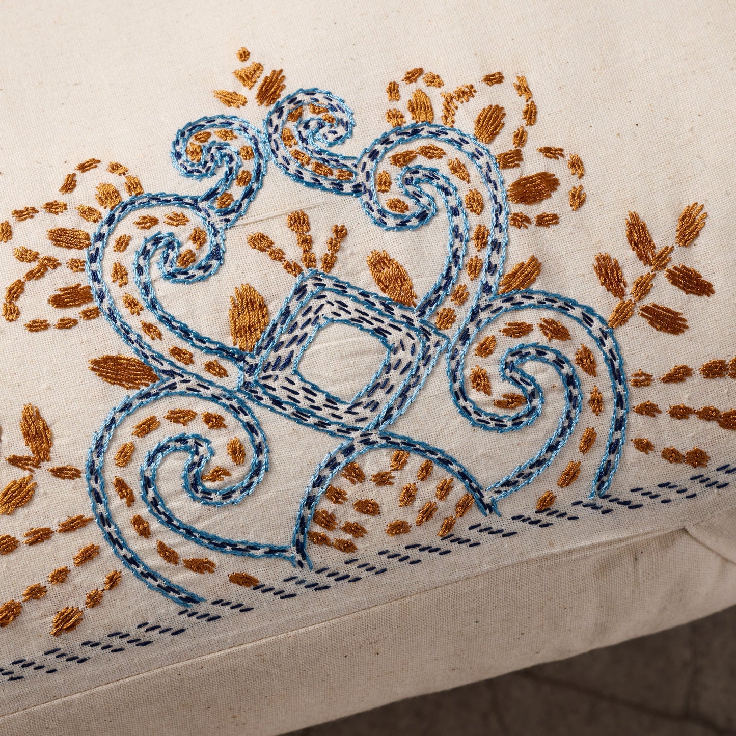 Jatila Hand Embroidered Lumbar Pillow