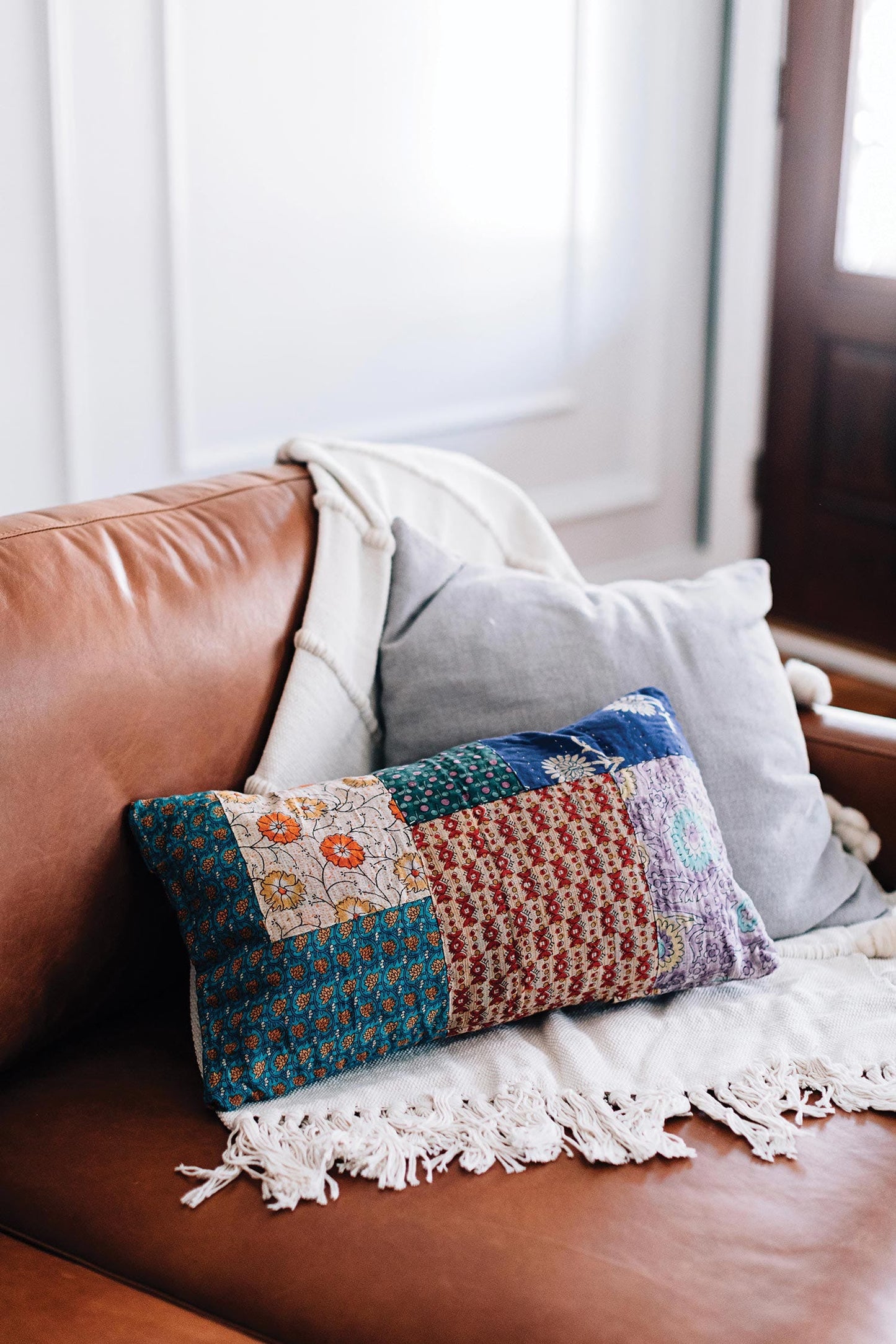 Pillow recyc sari 19x11 asst