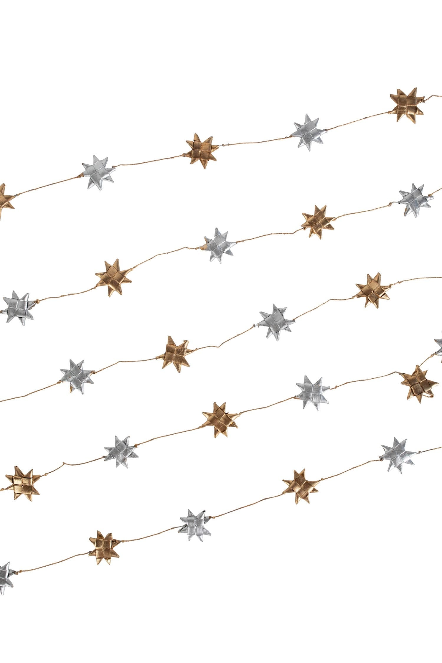 Garland stars M/5 palm leaf 14 ft gold/silver