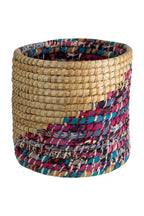 Basket sari wrapped kaisi grass 13Dx12H nat/asst