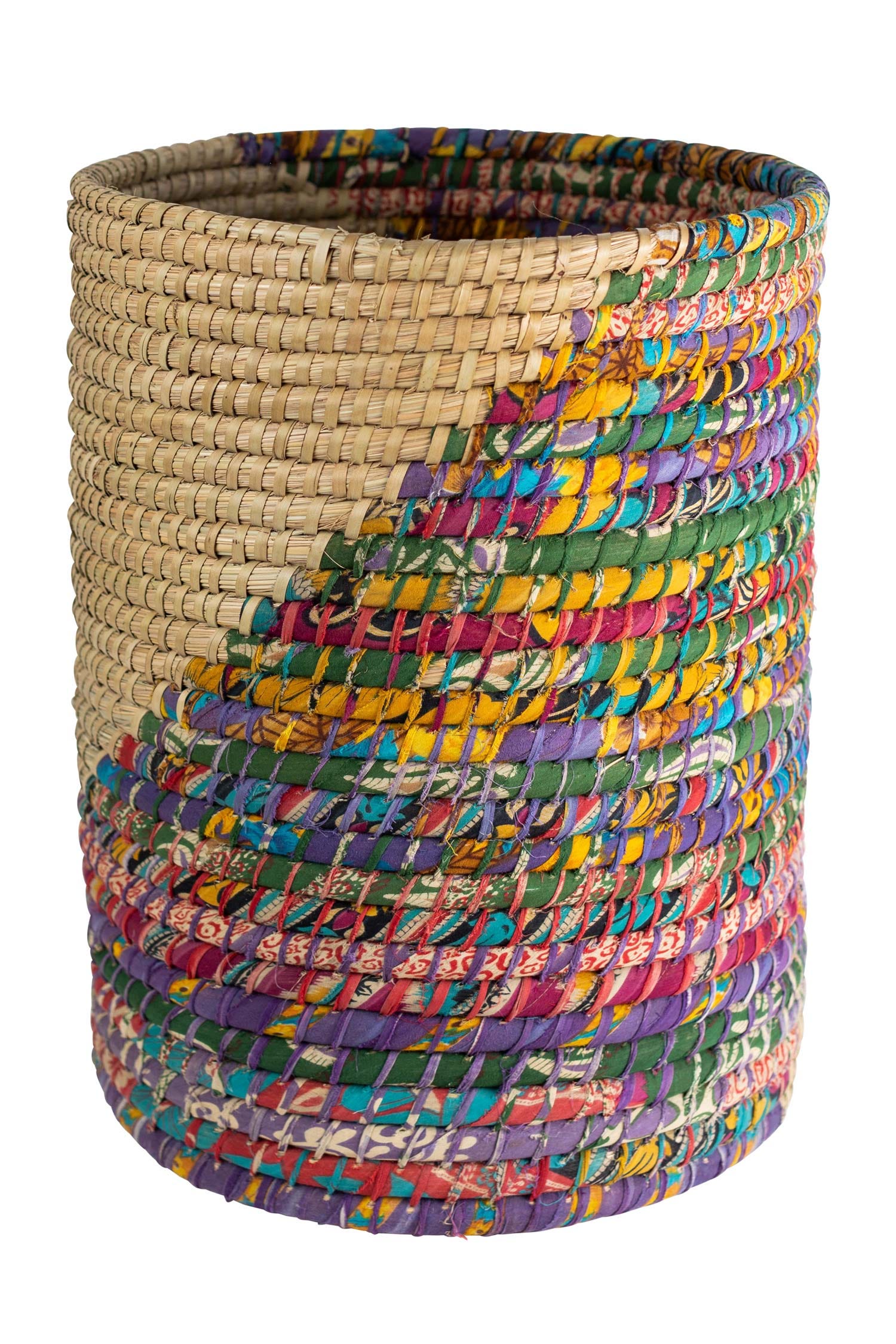 Basket sari wrapped kaisi grass 16Dx20H nat/asst