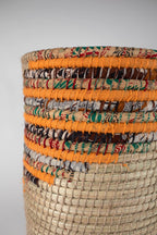 Basket sari wrapped kaisi grass 16Dx20H nat/asst